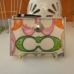 COACH Scribble Logo Print Canvas Skinny Wallet(NWOT)